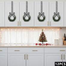 Christmas Kitchen Cabinet Wreath Hanging Mini Wreath With Ribbon Bows And Berries For Wall Front Door Party Decorations - C - View 2