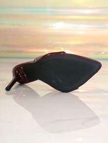 Sandalias de tacón alto con punta afilada y punta abierta, de estilo slip-on y sexy - Burdeos - Ver 7