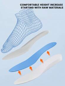 1双男女通用透气隐形增高鞋垫，加厚柔软全长鞋垫，适用于低帮/中帮鞋、靴子、运动鞋和休闲鞋 - 灰藍色 2.5cm - 查看 4