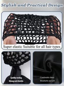 2-In-1 Mesh Hair Cap & Eye Mask, Satin Hair Bonnet, Multi-Layer Silk Sleep Cap With Elastic Drawstring, Suitable For Curly Natural Hair Hair Sleep Cap - Purple - View 6