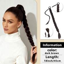 18英寸/26英寸/30英寸长直马尾假发，编织合成发，配柔软发圈，适合日常使用