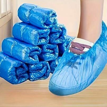 100-pars förpackning med engångsskoskydd - Halkfria högkvalitativa skoskydd, engångsfotskydd för sjukhus, laboratorier, städning, hemmet - Passar amerikanska herrstorlekar 11 och damstorlekar 13 (herr-/damskostorlekar) - Hygieniska skoskydd för inomhus-/utomhusbruk, sjukhusskor, tätsittande design, hållbart skydd, skyddsskor, laboratorietekniker, inomhusskor, lätta skor, andningsbart material, skoskydd, sjukvårdspersonal