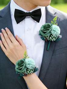 1/2件組 菊花&玫瑰胸花與手腕花飾套組，適合婚禮、派對、晚宴、舞會、旅行、週年紀念 - 彩色 - 查看 18