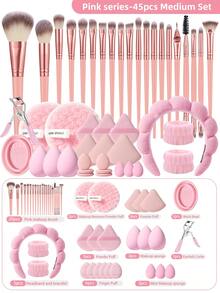 25/50支化妆刷套装，包含眼影刷、眉刷、粉底刷、散粉刷、腮红刷、遮瑕刷和高光刷。采用超柔软合成纤维制成，适合日常面部彩妆。套装包含：化妆刷套装、化妆刷套装、化妆刷套装、全套化妆工具、化妆刷套装、全套化妆工具、化妆刷套装、化妆刷套装、化妆礼盒套装。 - 粉色 - 查看 14