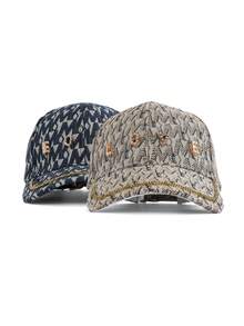1 pieza Gorra de béisbol decorativa de poliéster con protección UV, estilo bohemio casual a cuadros y con letras, para mujer, de moda minimalista versátil para el otoño/invierno con visera curva ajustada, unisex - gorra de béisbol - Ver 7
