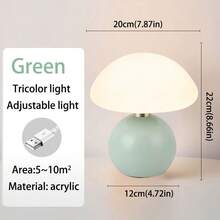 1个粉色蘑菇造型LED台灯，按钮开关三色调光，适用于卧室、客厅、餐厅和办公室家居装饰。阅读灯，女士理想之选，派对/节日礼物，亮度可调节。 - 彩色 - 查看 15