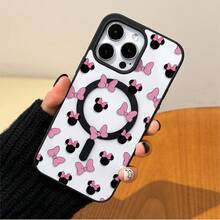 Disney.‌ Minnie Mouse Mickey Mouse Patterned Phone Case Designed With Pink Bows And Black Ears. Compatible With IPhone 17, 16, 15, 14, 13, 12, And 11 Pro Models. Made Of TPU With Shockproof Protection. A Perfect Gift For Family, Friends, Birthdays, Spring Festival, Holidays, Boyfriends, Girlfriends, And Valentine's Day. - màu đen - Xem 1