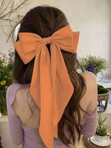 4/1pc Earth Tone Scarf Bow Hair Clip, Large Satin Acetate Ribbon Hair Clip, Suitable For Women And Girls, Collegiate Style, Everyday, Commute, Party, Boho Vacation, Women's Elegant Casual Versatile Hair Accessories, Claw Clips, Hair Slide, Hair Barrettes - Multicolor - View 7