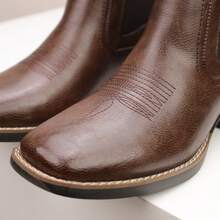 Giày bốt cao bồi nam mũi vuông, kiểu dáng slip-on, phù hợp mọi thời tiết, dùng cho công sở và thường ngày, kiểu Chelsea - Botines - Cà phê nâu - Xem 7