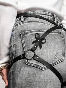 Women's Plus Size Belt, Punk Butt Harness Garter With Bow And Thigh Straps, Rave Outfit Thigh Harness, Women Sexy Lingerie Accessories. - màu đen - Xem 5