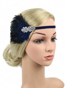 1Pc Women Flapper Feather Headband For 1920s Theme Party Gatsby Headpiece For 20S Party