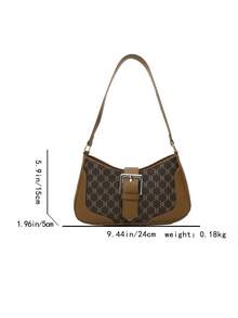 复古时尚小众单肩腋下印花通勤包，款式时尚，品质上乘。 - 棕色 - 查看 8