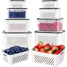 Fruit Storage Containers For Fridge With Removable Colander, Airtight Food Storage Container, Dishwasher   Produce Saver For Refrigerator, Keep Berry Fruit Fresh Longer 4 Pcs Small Clear - Clear - View 1