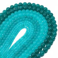 1pc Natural Agate Beads, 4/6/8/10/12mm Round Elegant Jade Stone Beads For DIY Jewelry Making, Necklace, Bracelet, Pendant, Craft Decoration - Blue-green Chalcedony - View 5