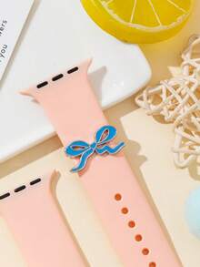 2026 Unisex einzigartiges Schleifen-Dekor mit Frucht Smartwatch Band, 3 Farben: Rosa, Blau, Weißes Schleifen-Muster dekorativer Ring, Smartwatch Silikonarmband Zubehör kompatibel mit Apple - Wie im Bild gezeigt - Übersicht 7