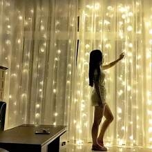 6m/3 metros/2m/1m Luces de cadena LED para cortinas de ventana, alimentadas por USB, luces de ambiente para bodas, Día de San Valentín, dormitorio, sala de estar, decoración de pared, cumpleaños, fiesta (control remoto no incluido) - Luz de cortina USB - Ver 3