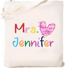 NAZENTI Custom Teacher Tote Bag, Personalized Teacher Appreciation Gifts Canvas Tote Bag, Teachers Women - Design 4 - 查看 2