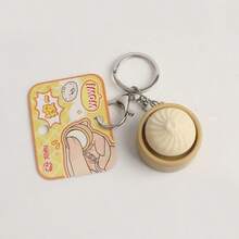 1/2/5pcs New Realistic Mini Steamed Bun Squeeze Toy Keychain, Creative Office Gift, Stress Relief, Fidget Toy, Pendant - Multicolor - View 5