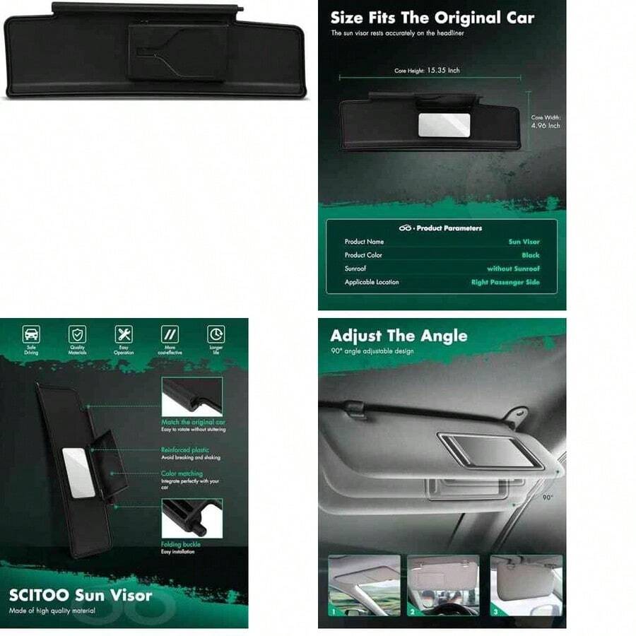 SCITOO - Parasol Lateral Derecho del Pasajero para  MX-5 Miata (Negro) - como se muestra en la figura - Ver 1