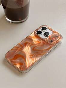 1pc Tie Dye Orange Minimalist Chic Phone Case Compatible With Iphone 16 Pro Max, 17 Pro Max, 15, 14, 13, 12, 11 Pro Max, Pro Plus - Orange - View 8