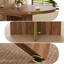 LIZHOUMIL 43.3''-59'' Extendable Dining Table For 4-8, Round To Oval Kitchen Table With Sturdy Cross Wood Base,Ideal For Dining Or Living Room - 棕色 - 查看 8