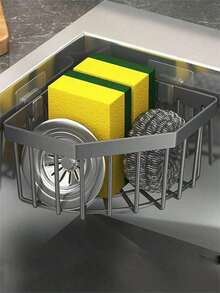 多功能防锈收纳篮，壁挂式厨房浴室收纳架，黑/灰色 - 彩色 - 查看 1