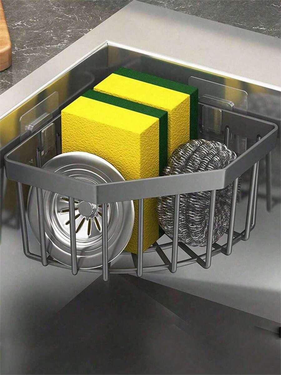 多功能防锈收纳篮，壁挂式厨房浴室收纳架，黑/灰色 - 彩色 - 查看 1