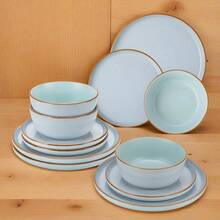 12pcs Modern Stoneware Dinnerware Set Suitable for 4 - Microwave/Dishwasher/ Plates & Bowls with Edges, Stackable Round Plates and Bowls, Service for 4 for Dinner Parties, Daily Use, Holiday Table Settings - Verschiedene - Übersicht 4