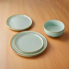 12pcs Modern Stoneware Dinnerware Set Suitable for 4 - Microwave/Dishwasher/ Plates & Bowls with Edges, Stackable Round Plates and Bowls, Service for 4 for Dinner Parties, Daily Use, Holiday Table Settings - Verschiedene - Übersicht 8