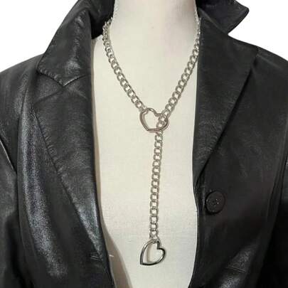Colar Gravata Slip Body Chain  Prateado Uniissex Corrente Resistente Gotico