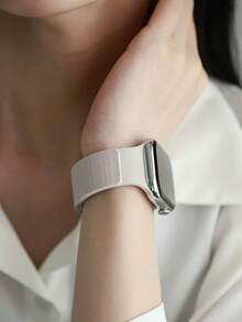 38/40/41/42/44/45/46/49毫米磁性硅胶表带，柔软防水纹理运动表带，兼容 Ultra/SE/11/10/9/8/7/6/5/4/3/2/1，智能手表配件，白色 - 白色 - 查看 3