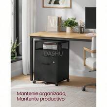 Office Cabinet,Archivador de Oficina con Ruedas, Archivador Móvil con 2 Cajones, 44 x 42 x 69 cm, Estilo Industrial, Negro Tinta MOFC077B16 - Negro7565 - Ver 3