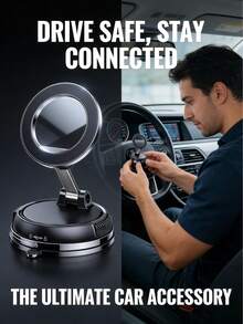 Alloy Suction Cup 1pc 360° Rotating Magnetic Car Phone Holder High Strength Zinc Alloy Material Foldable Dashboard Mount Hands-Free Navigation Suitable For All Smartphone Models No Power Required Birthday Gift Valentine's Day Gift - Black - View 5