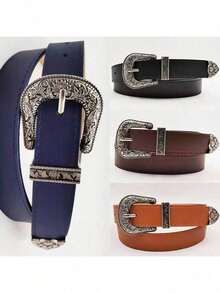 1pc Vintage Style Western Buckle Versatile Waist Belt, Suitable For Dresses And Jeans, Random Color
