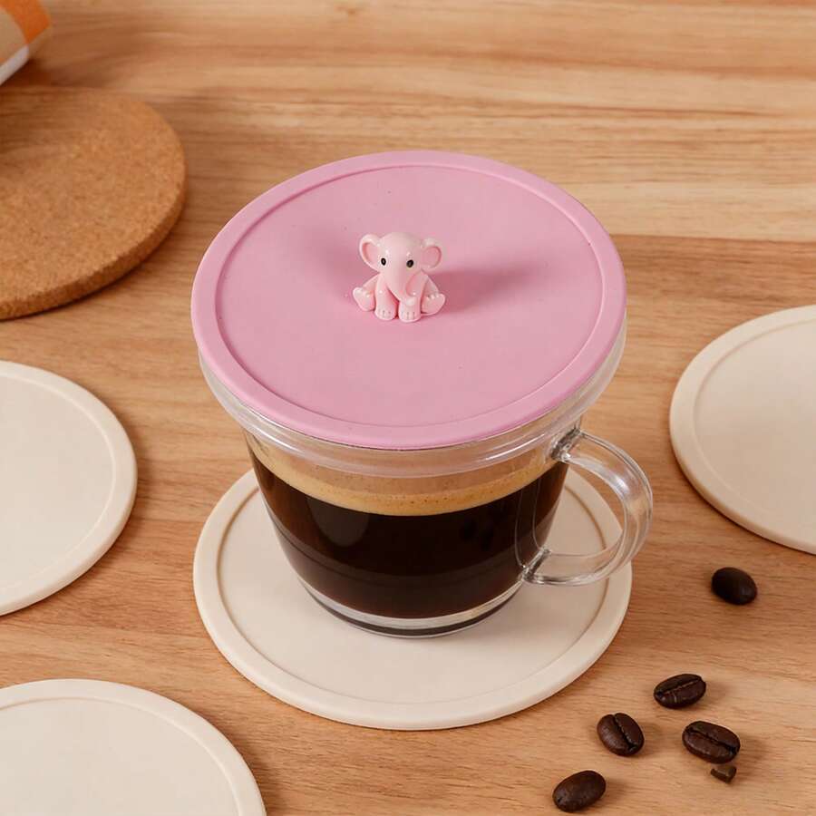 1pc Cute Cartoon-Shaped Three-Dimensional Animal-Shaped Lid For The Cup, Which Prevents Dust From Entering The Cup, Is Convenient To Use And Easy To Hold And Place. - Multicolor - View 1