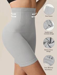 High Waist Tummy Control Panties Seamless Shaping Panties Waist Trainer Body Shaper Shorts Bottoms Slimming Sheath Panty Women Underwear Shapewear - Grey - View 5