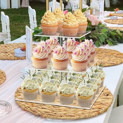 Clear Acrylic Multi-Function Dessert Stand, Cupcake Cone Holder For Wedding Birthday Party Bar Perfume Cosmetics Figurines