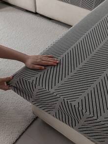 1pc Simple Striped Sofa Slipcover, High-End Non-Slip Living Room Couch Cover Cushion, Machine/Hand Washable, Pet-Friendly, Suitable For All Seasons, Home, Kitchen, Bedroom, Office Use - Dark Grey - View 5