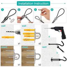 Shade Sail Hardware Kit - Includes 4 X 3m Nylon Cables And 304 Stainless Steel Fittings, For Rectangular/Triangular Sails, Garden And Patio