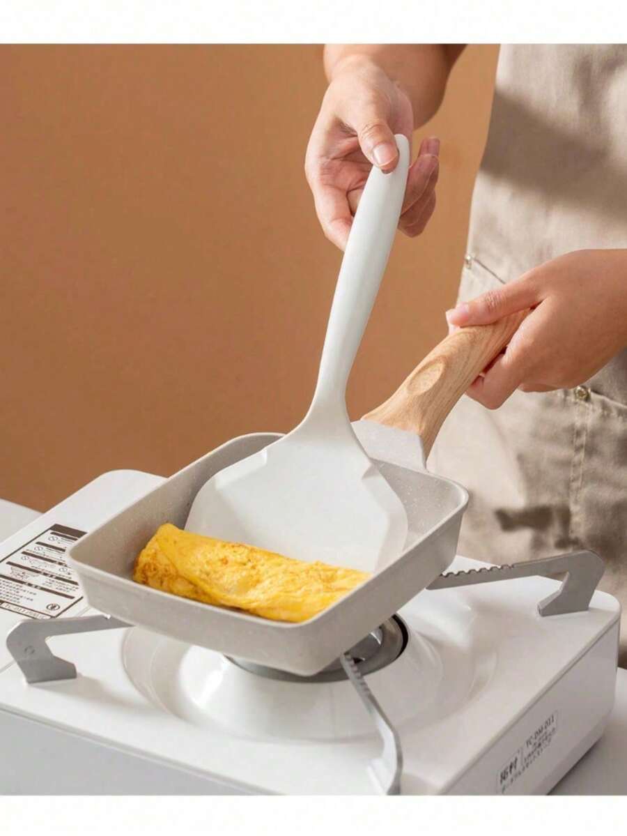 1pc Silicone Takoyaki Spatula, Non-Stick Wide Mouth Japanese Pancake Spatula, Non-Stick Heat Resistant Egg Spatula (Suitable For Eggs, Cookies, Fried Eggs, Fish, Burgers, Steaks And Pizza) - Multicolor - View 1