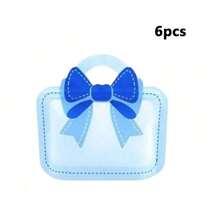 12/6个蝴蝶结造型派对礼品袋，塑料礼品袋，适用于生日、糖果和饼干包装 - 多种颜色（红色、粉色、蓝色），适合返校季和情人节 - 包裝袋 - 查看 12