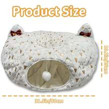 de donut para gatos, de color blanco y cómodo, con temática navideña para la temporada festiva, falda de túnel para árbol de gato de terciopelo ultra suave con pelo - 1 - Ver 4