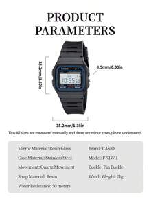 Casio 卡西欧男女通用电子表 - 防水表带，具备日历、闹钟和秒表功能。复古学生风方形腕表。橡胶表带。运动时尚。适合日常佩戴。新年、圣诞节、圣诞礼物。