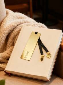 Yves Saint Laurent Metal Bookmarks With Golden Texture And Star/Heart Shaped Pendants, Fashionable Reading Essential - Gold - View 5