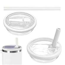 40 Oz Flip Straw Leak Proof Lid, Tumbler Lid Replacement No Spill Proof For Tumbler Cup Lid, Ideal For Sports & Camping, Good For Work Exercise Run And Drink Water - 白色 - 查看 1