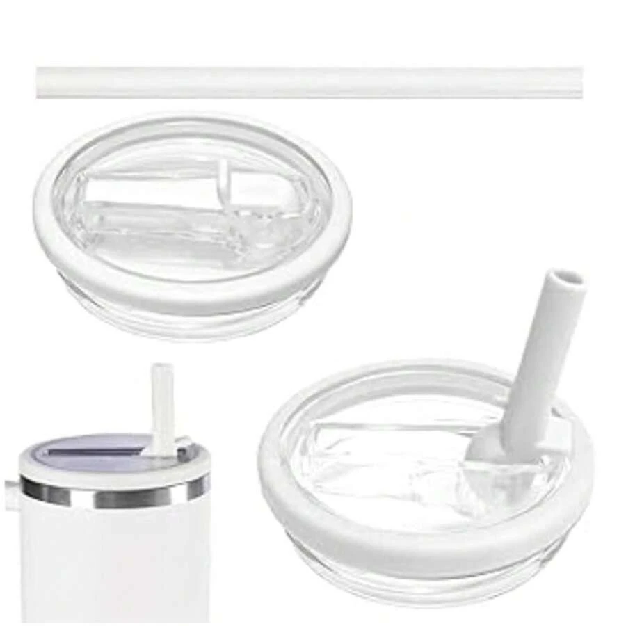 40 Oz Flip Straw Leak Proof Lid, Tumbler Lid Replacement No Spill Proof For Tumbler Cup Lid, Ideal For Sports & Camping, Good For Work Exercise Run And Drink Water - 白色 - 查看 1