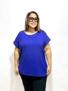 Beautiful Blouse In Duna Fabric, Women's Plus Size - 藍色 - 查看 2