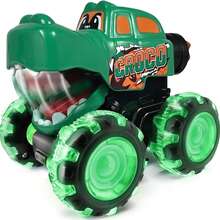 3-Pack Monster Truck Toys, Educational Toys For Kids | Toddler Dynamic Light-Up Cars - Monster Lightning Off-Road Vehicles With LED Lightning Wheels, Press-To-Start Dinosaur Trucks, Baby Toy Gifts, Perfect Christmas And Birthday Gifts, Battery Powered - Three Packs: Red, Green, and Blue. - View 9