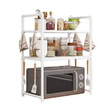 1pc Kitchen Storage Rack, Multi-Function Microwave Oven Rack, Floor-Standing Multilayer Kitchen Countertop Storage Rack, Thickened Kitchen With Handrail Hooks Spice Organizer Shelf - Multicolor - View 14