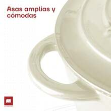 CYPNULTRACHEF Olla de Hierro Fundido Esmaltado para Estufa y Horno Horno Holandes Cubierto de Hierro Fundido Dutch Oven Redonda Tamaño 24 cm Capacidad 3.8 Litros CremaFadhion - Crema - Ver 4